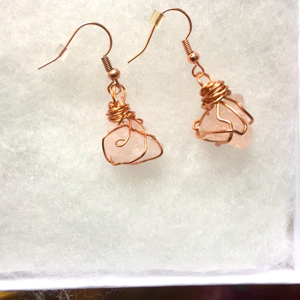 Rose Quartz Wire Wrapped Earrings